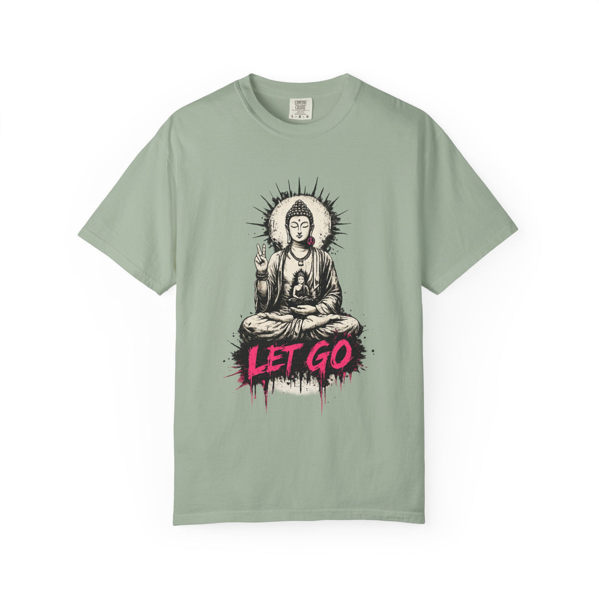 T-Shirt, Short Sleeve Boxy Crew Neck - Buddha "Let Go"
