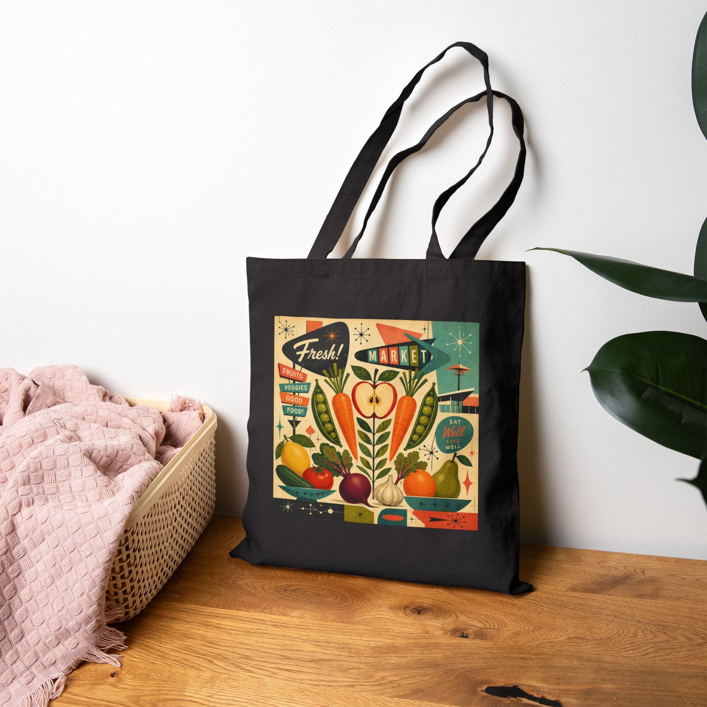 Mid-Century Modern Cotton Canvas Tote Bag