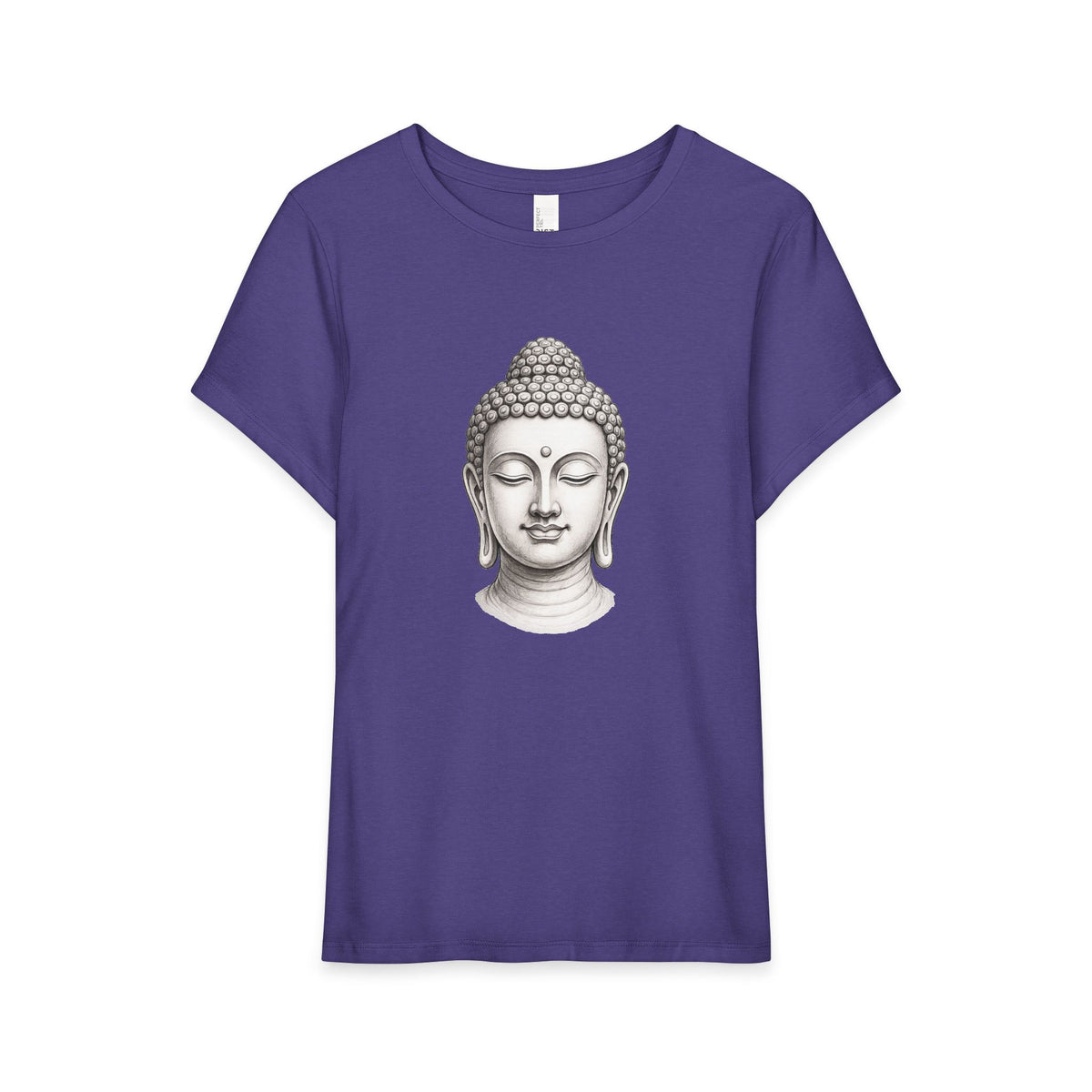 T-Shirt, Short Sleeve Wide Neck Relaxed Fit - Buddha Head