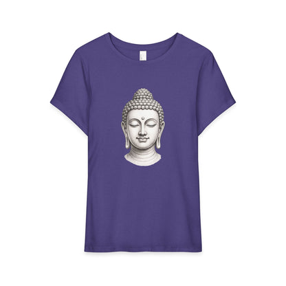 T-Shirt, Short Sleeve Wide Neck Relaxed Fit - Buddha Head