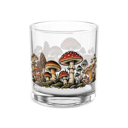 Glass, Rocks Glass Whiskey Tumbler 10oz - Mushroom Forest
