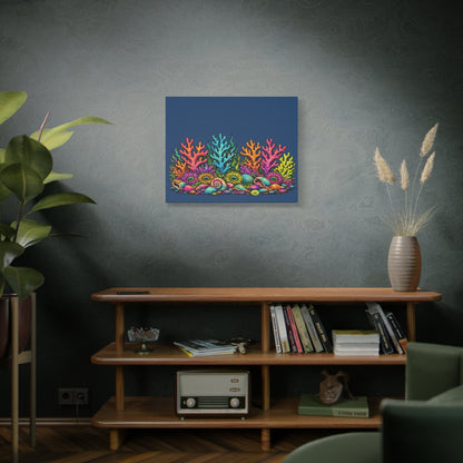 Canvass Art Print - Coral Reef (navy blue)