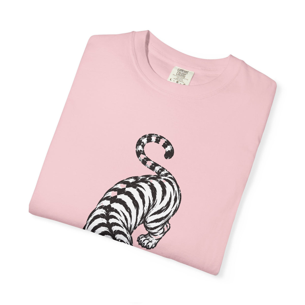 T-Shirt, Short Sleeve Boxy Crew Neck - Black & White Tiger