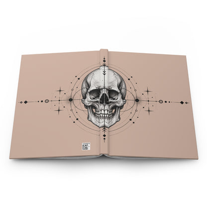 Journal Notebook, Hardcover Lined - Geometric Skull (matte beige)