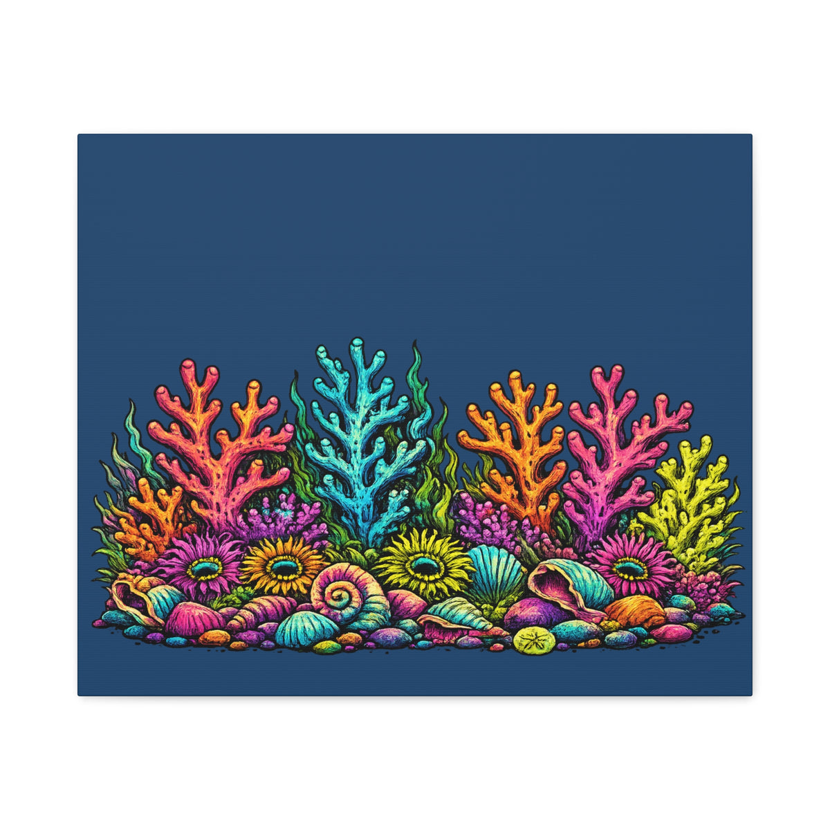 Canvass Art Print - Coral Reef (navy blue)