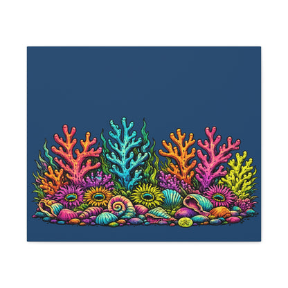 Canvass Art Print - Coral Reef (navy blue)