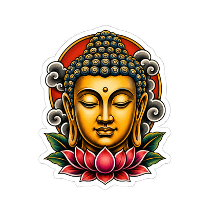 Sticker,  Kiss-Cut - Golden Buddha Head with Lotus