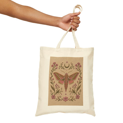 Elephant Hawk Moth Floral Canvas Tote