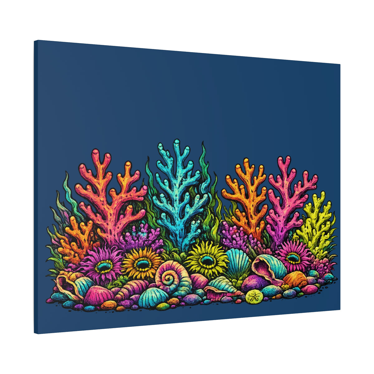 Canvass Art Print - Coral Reef (navy blue)