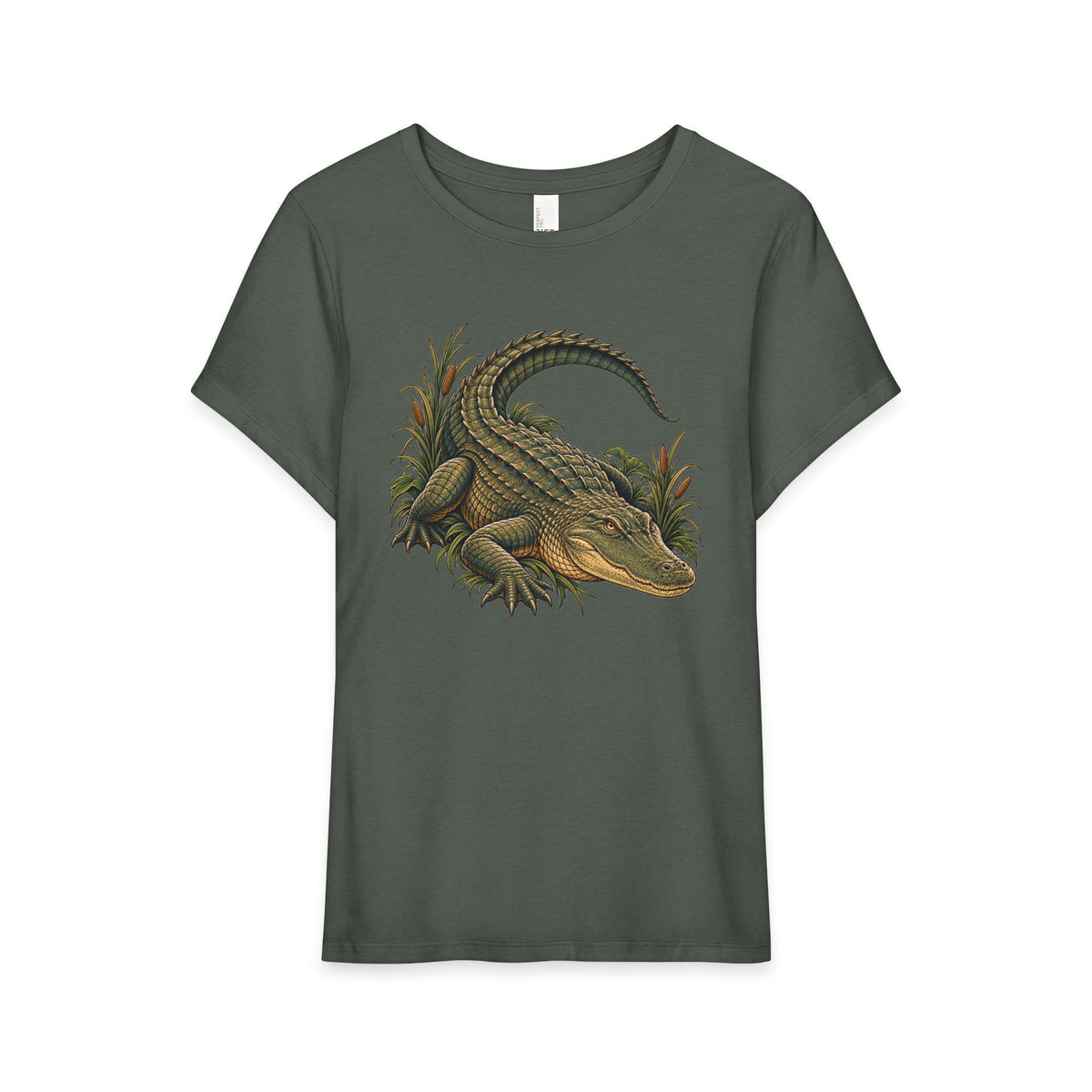 T-Shirt, Short Sleeve Boxy Crew Neck - Alligator Vintage Reptile