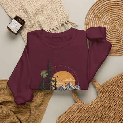 Sweatshirt, Crew Neck - Mountain Lake Sunset
