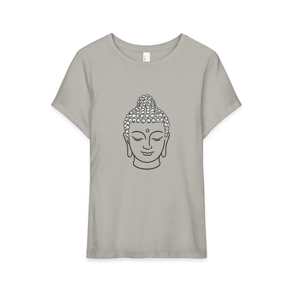 T-Shirt, Short Sleeve Wide Neck Relaxed Fit - Buddha Head