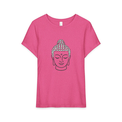 T-Shirt, Short Sleeve Wide Neck Relaxed Fit - Buddha Head