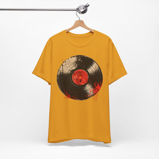 T-Shirt, Short Sleeve Boxy Crew Neck - Vintage Bloody Vinyl Record