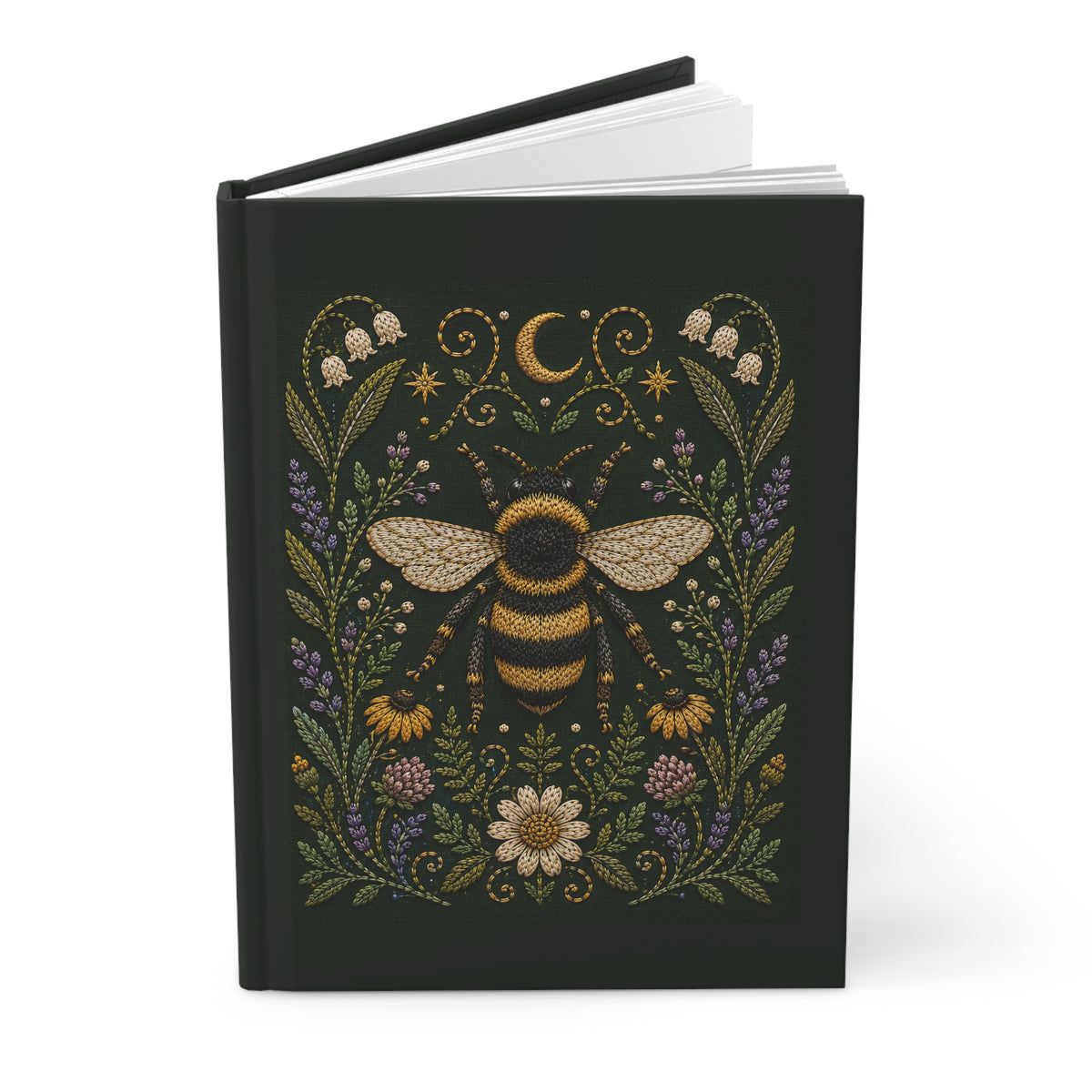 Journal Notebook, Hardcover Lined - Bee & Wildflowers