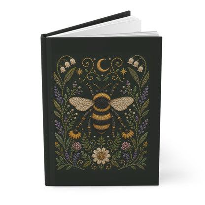 Journal Notebook, Hardcover Lined - Bee & Wildflowers