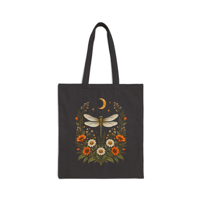 Tote,Canvass bag - Dragonfly Moon & Wildflower
