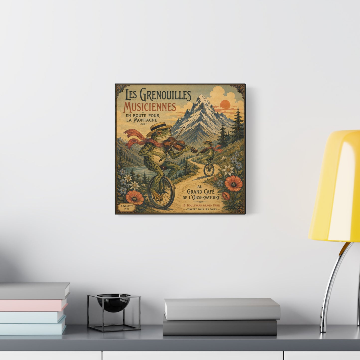 Vintage Frog Musicians Canvas Art – 'Les Grenouilles Musiciennes' Stretched Matte Print