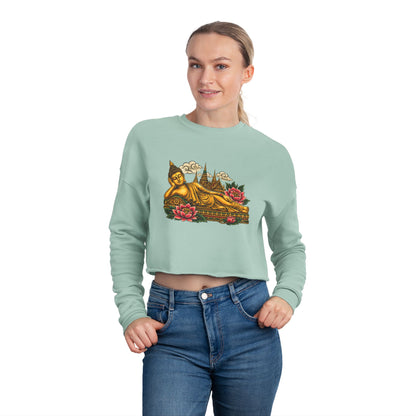 Recline with Buddha Cropped Long Sleeve T-Shirt