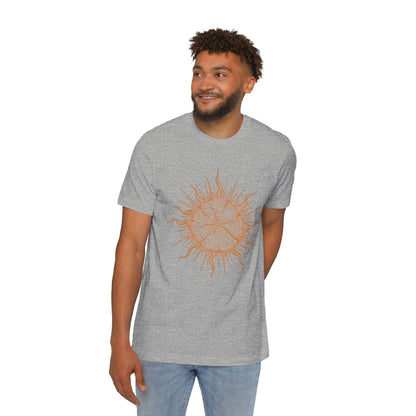 T-Shirt Short Sleeve Boxy Crew Neck - Boho Sunburst Tree Rings Line Art