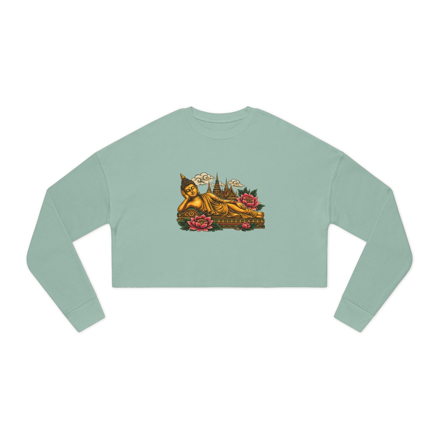 Recline with Buddha Cropped Long Sleeve T-Shirt