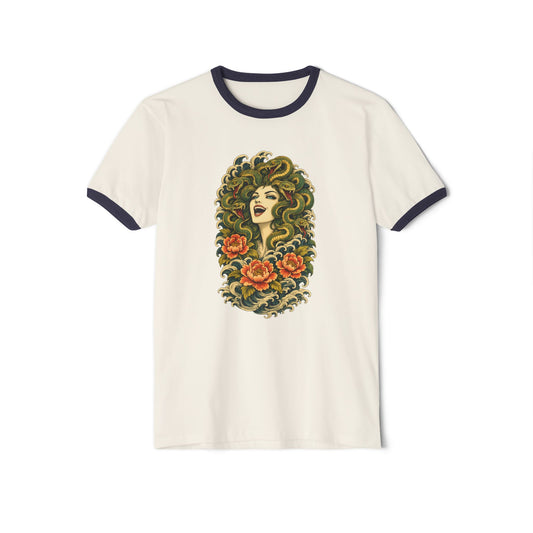 Medusa Having a Chuckle Ringer T-Shirt