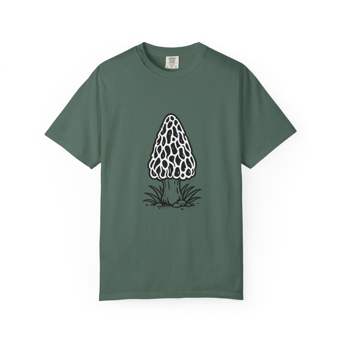 T-Shirt, Short Sleeve Boxy Crew Neck - Hand-Drawn Forager Morel Mushroom