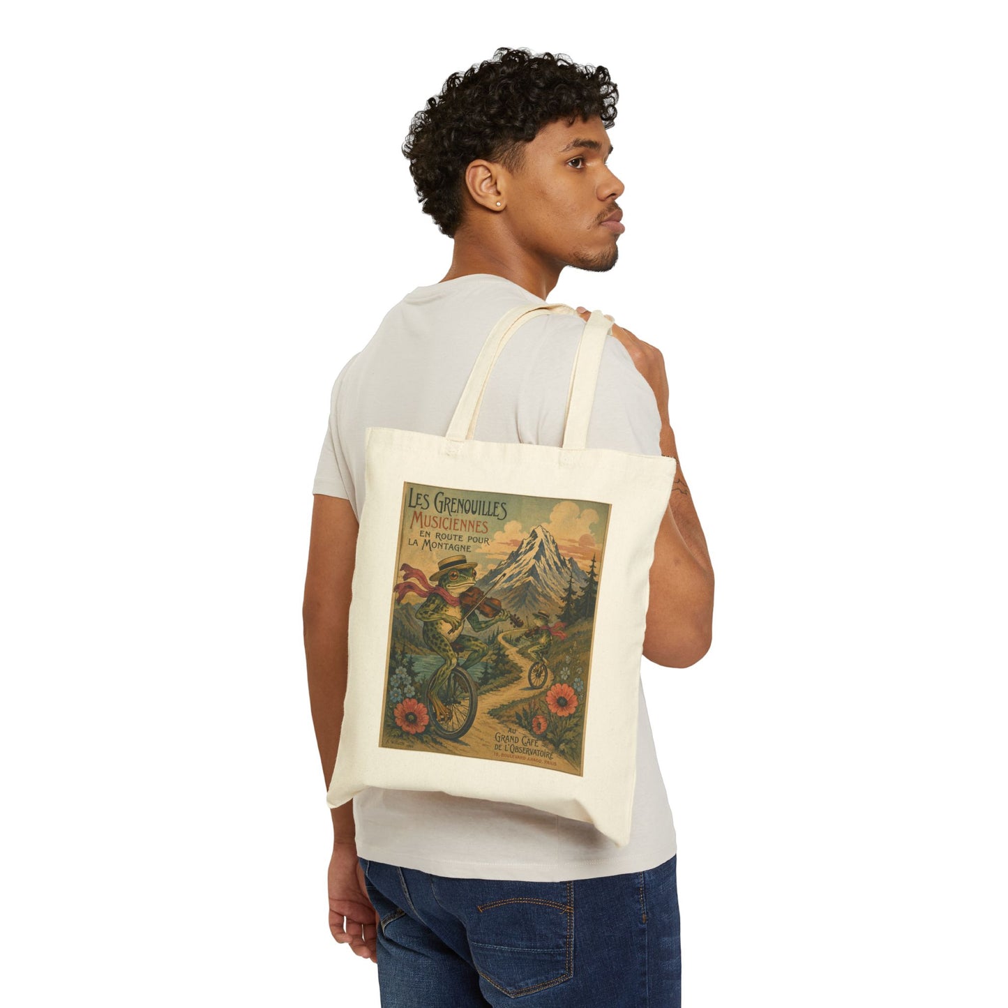 Frogs on Unicycles Cotton Canvas Tote Bag