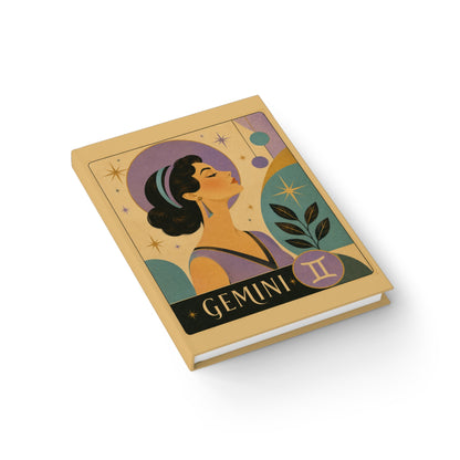 Journal Notebook, Hardcover Blank - Retro Gemini Zodiac