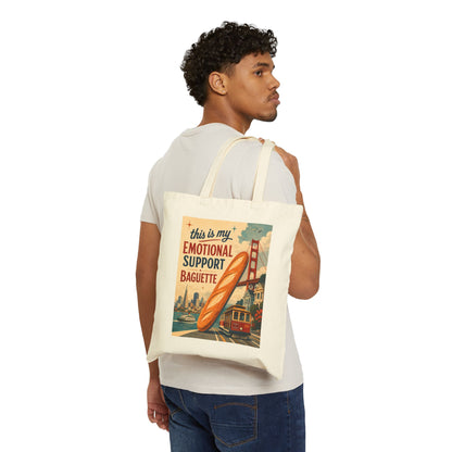 Emotional Support Baguette Canvas Tote Bag