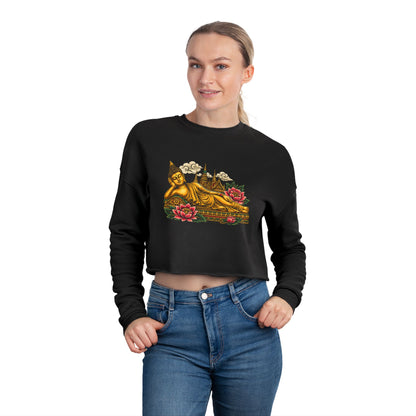 Recline with Buddha Cropped Long Sleeve T-Shirt