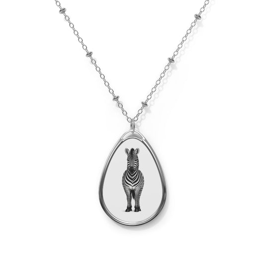 Zebra Oval Pendant Necklace