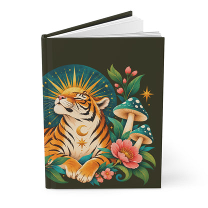 Journal Notebook, Lined Hardcover - Mystical Tiger Moon