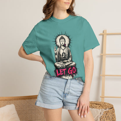 T-Shirt, Short Sleeve Boxy Crew Neck - Buddha "Let Go"