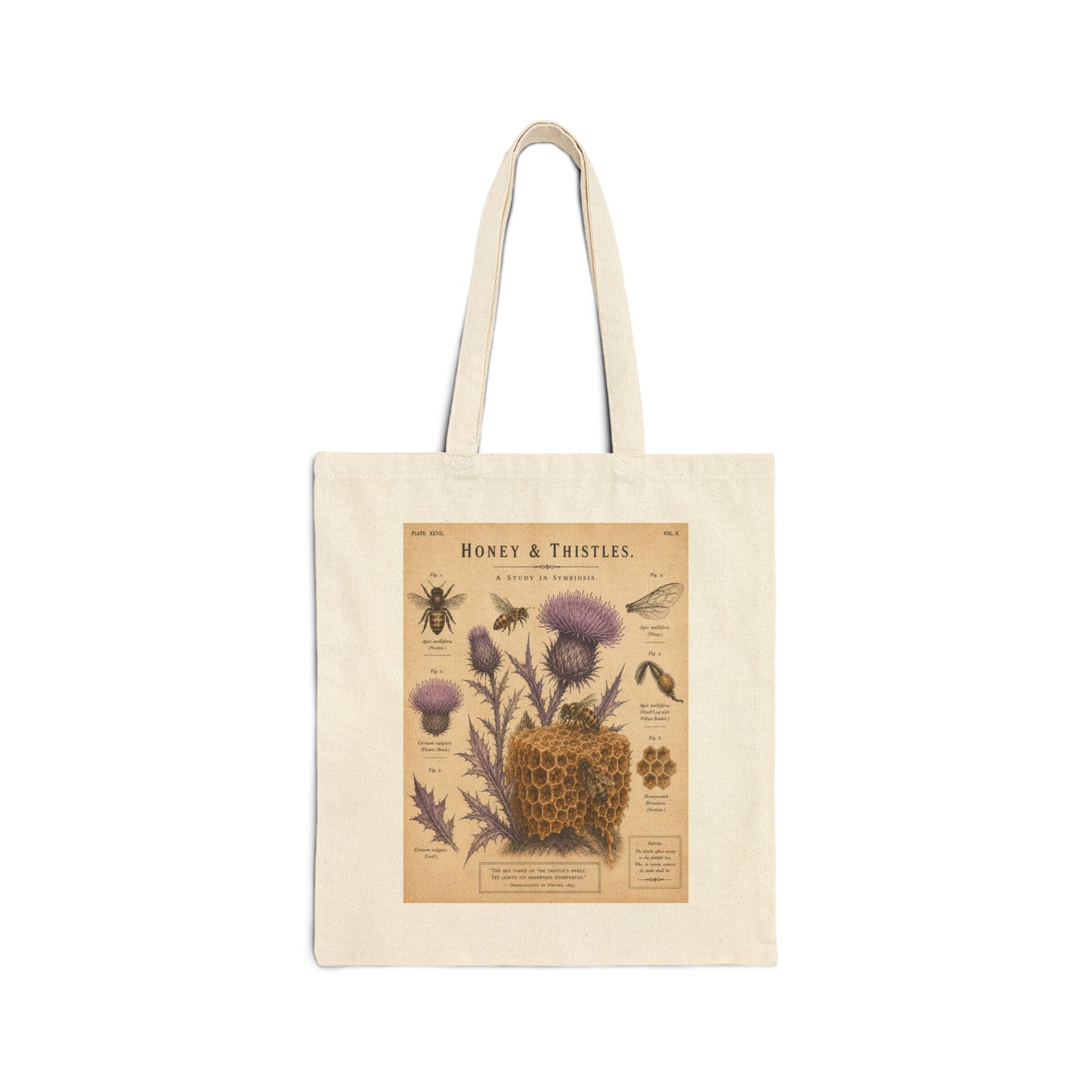 Vintage Honey & Thistles Canvas Tote Bag