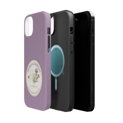 Floral Honey & Thistles Magnetic Phone Case — Impact-Resistant MagSafe-Compatible