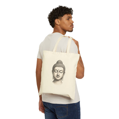 Serene Buddha Head Canvas Tote Bag