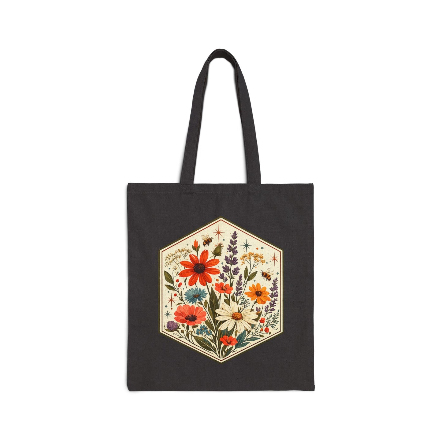 Hexagon Wildflowers Canvas Tote Bag