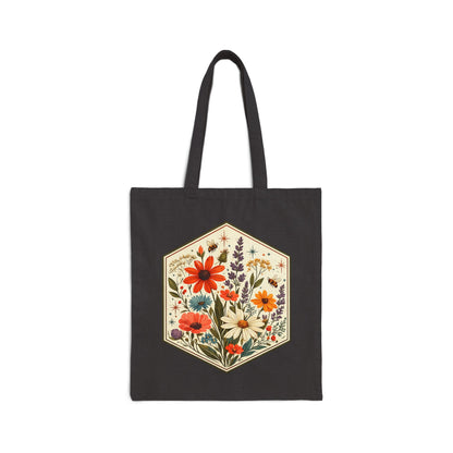 Hexagon Wildflowers Canvas Tote Bag
