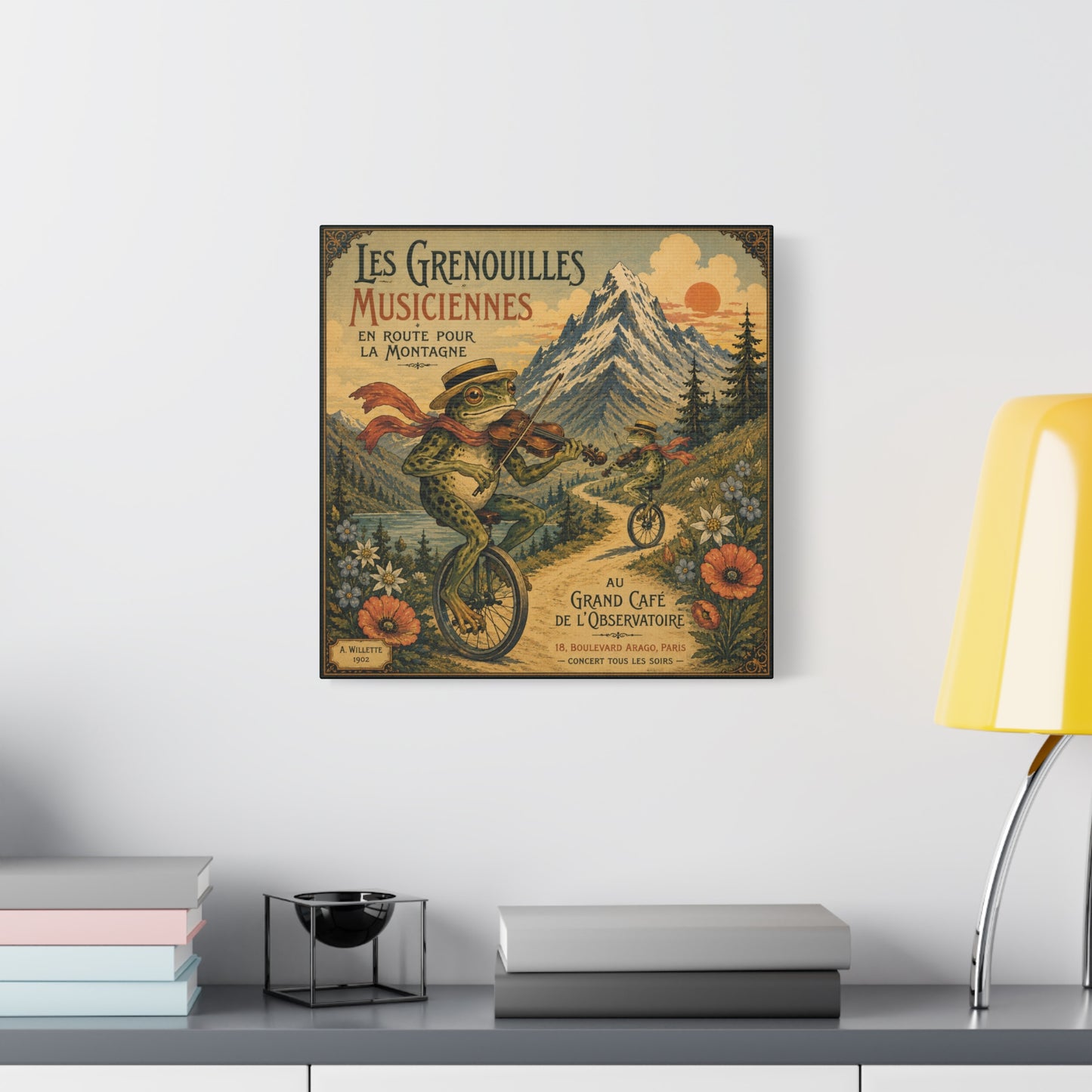 Vintage Frog Musicians Canvas Art – 'Les Grenouilles Musiciennes' Stretched Matte Print