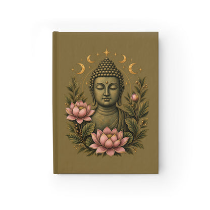 Journal Notebook, Hardcover Blank - Buddha Lotus (olive green)