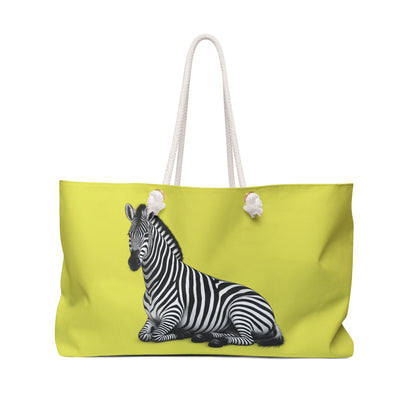 Zebra Print Weekender Bag – Yellow Striped Safari Travel Tote