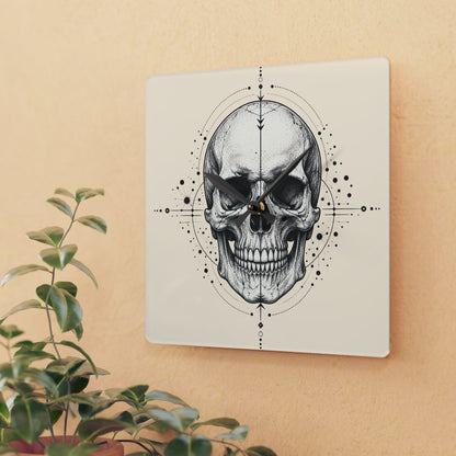 Clock, Wall Acrylic - Geometric Skull