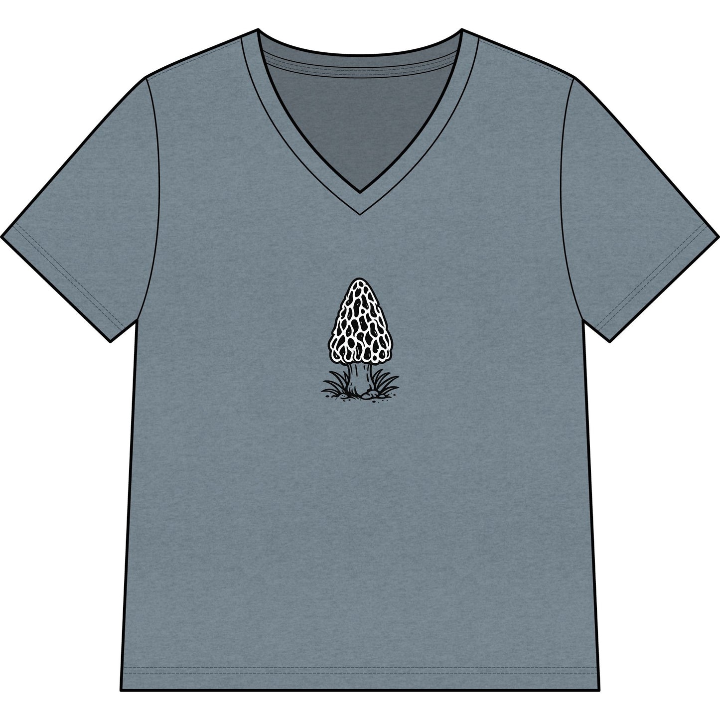 Morel Mushroom Illustration V-Neck Tee