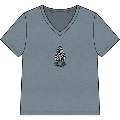 Morel Mushroom Illustration V-Neck Tee
