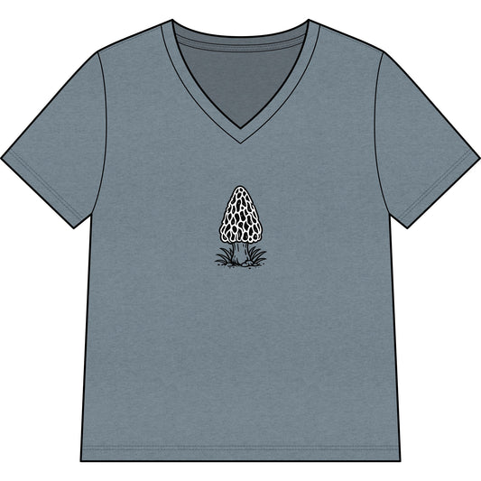 Morel Mushroom Illustration V-Neck Tee