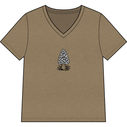 Morel Mushroom Illustration V-Neck Tee