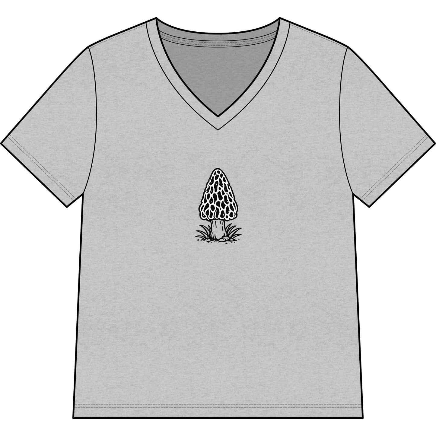Morel Mushroom Illustration V-Neck Tee