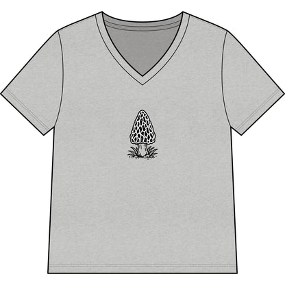 Morel Mushroom Illustration V-Neck Tee