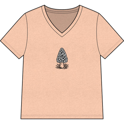 Morel Mushroom Illustration V-Neck Tee